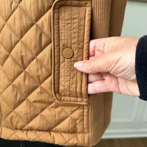 G.H. BASS Company Women's Caramel Brown Quilted Full Zip Vest L - Picture 6 of 8